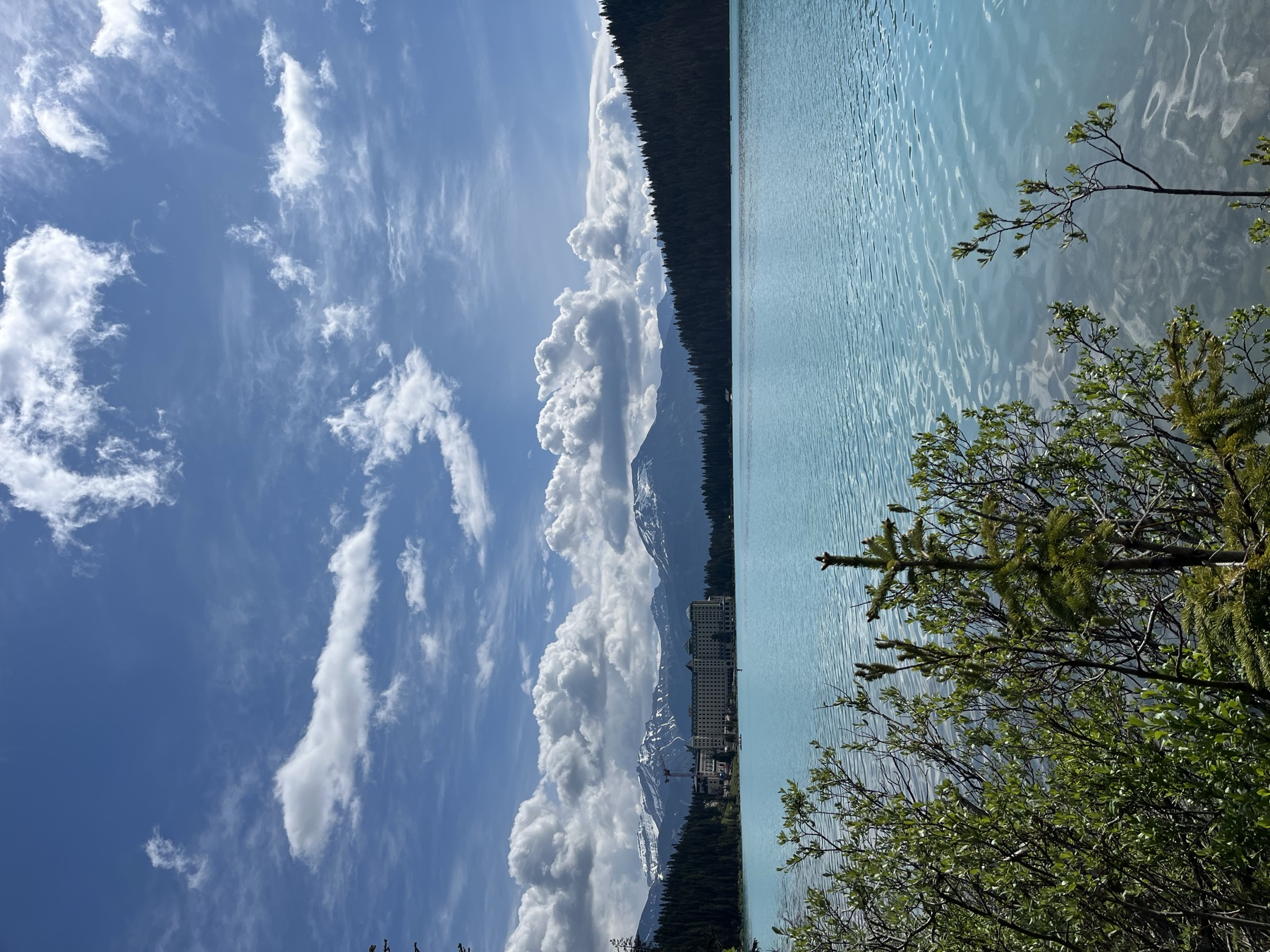 Lake Louise and the Fairmont hotel viewed from a quieter side trail