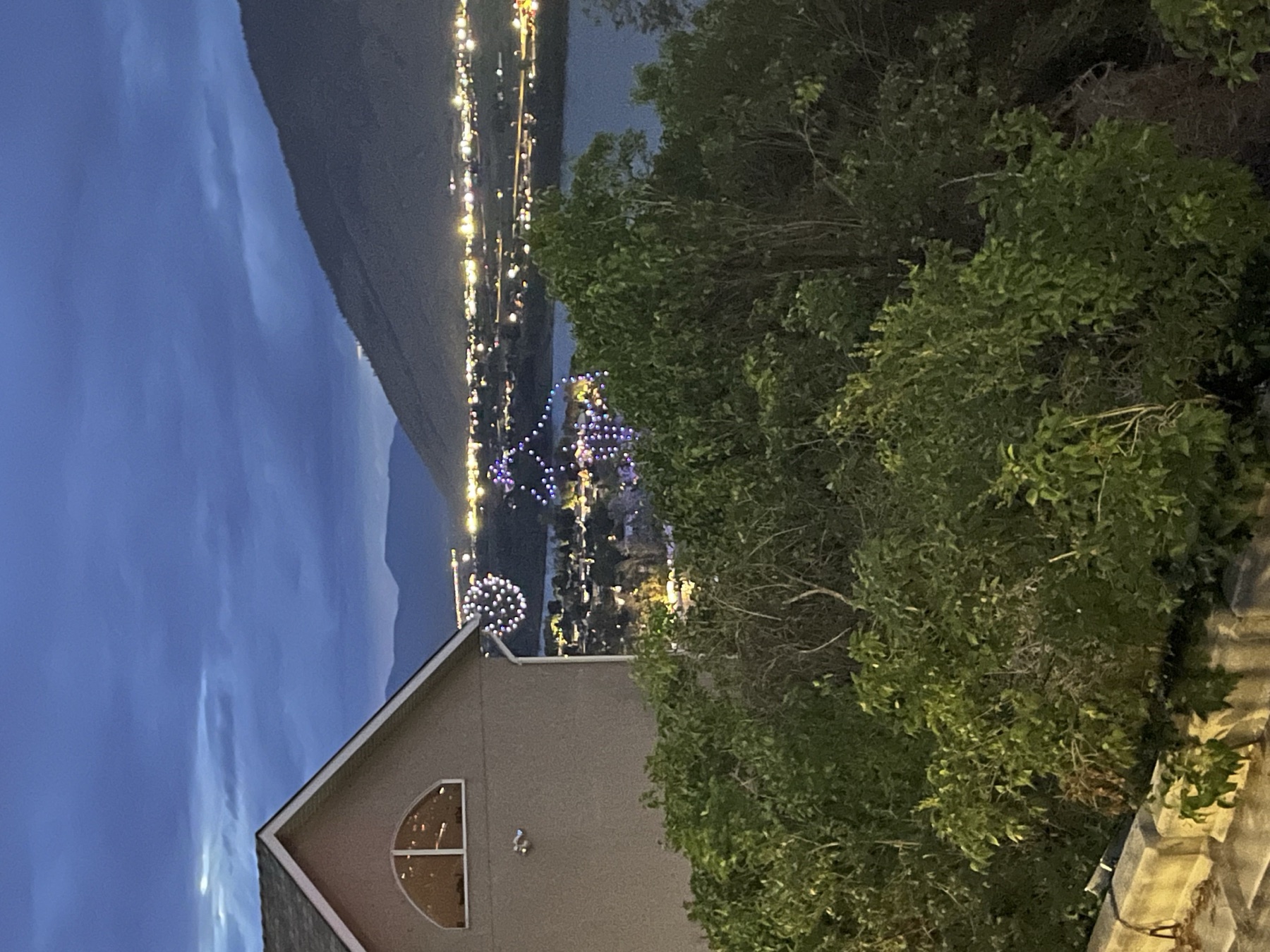 Kamloops and the river lit after dark on Canada Day
