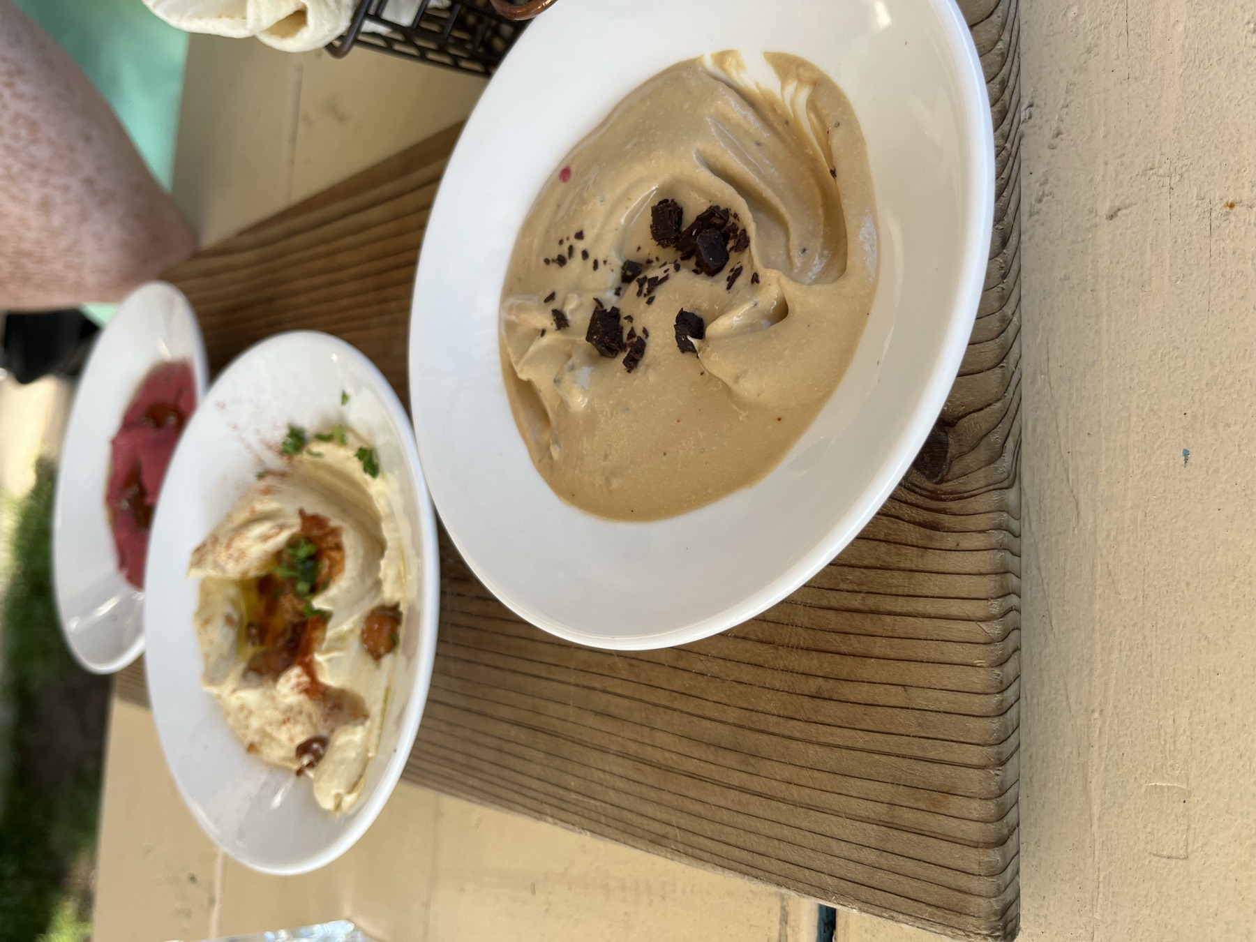 A selection of dips served outside at Jamjar Canteen