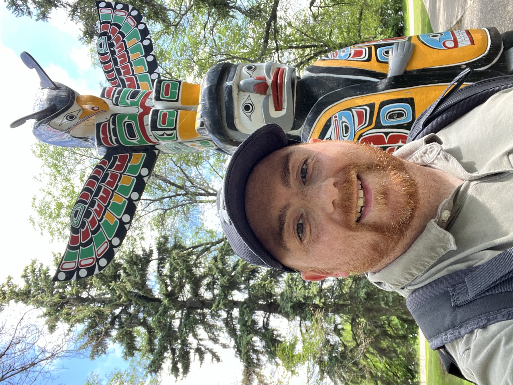 A colourful carved pole in the Wascana Centre grounds