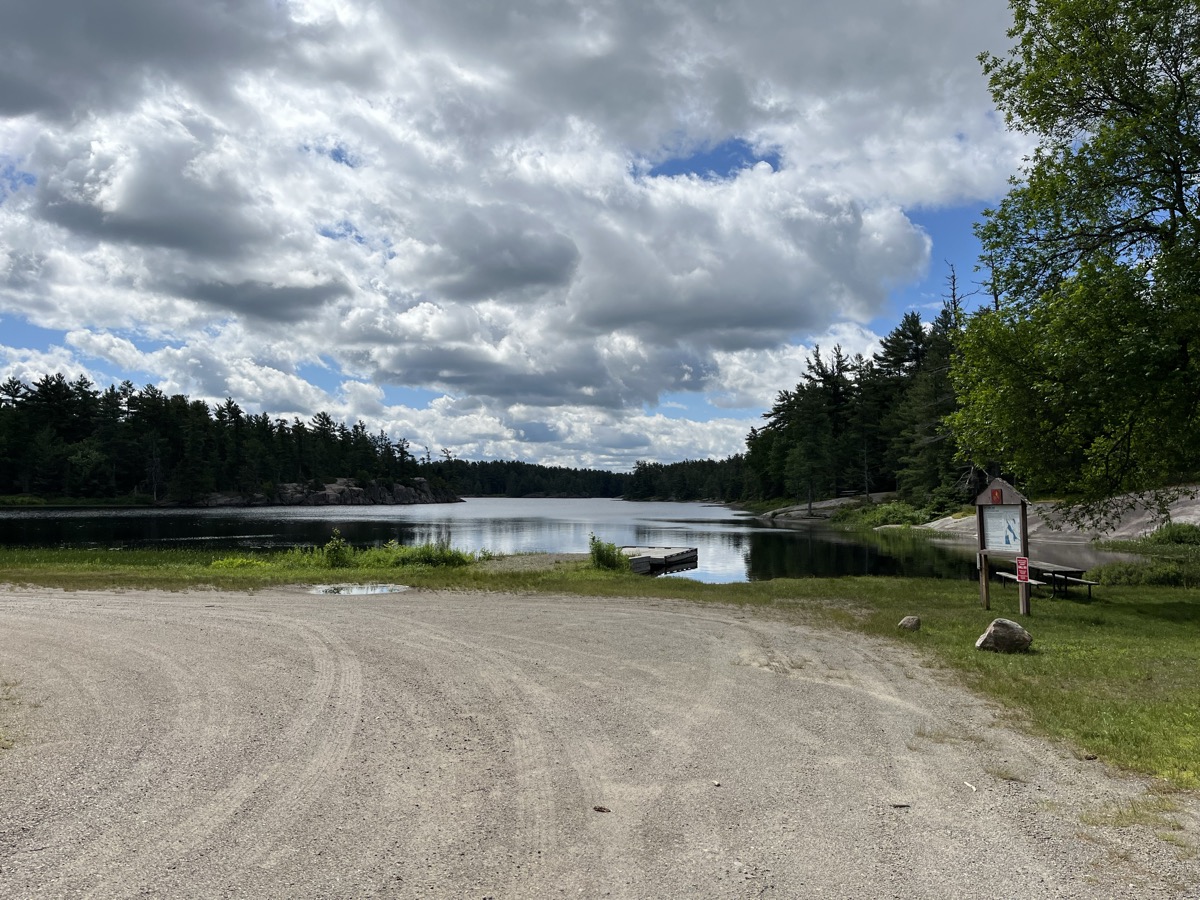 Clouds reflected in the water at Grundy Lake